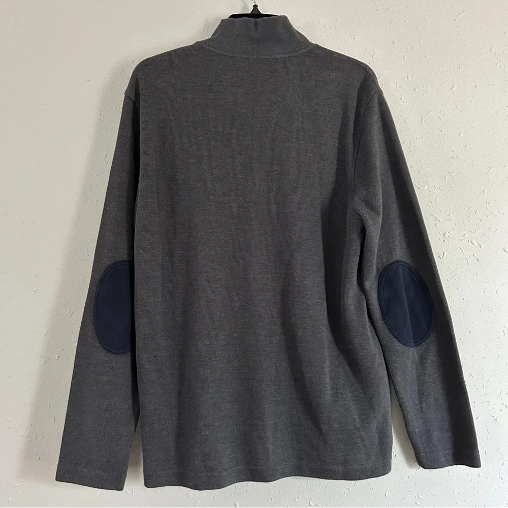 Banana Republic Grey Quarter Zip Pullover Sweatshirt Casual Large Elbow Patch